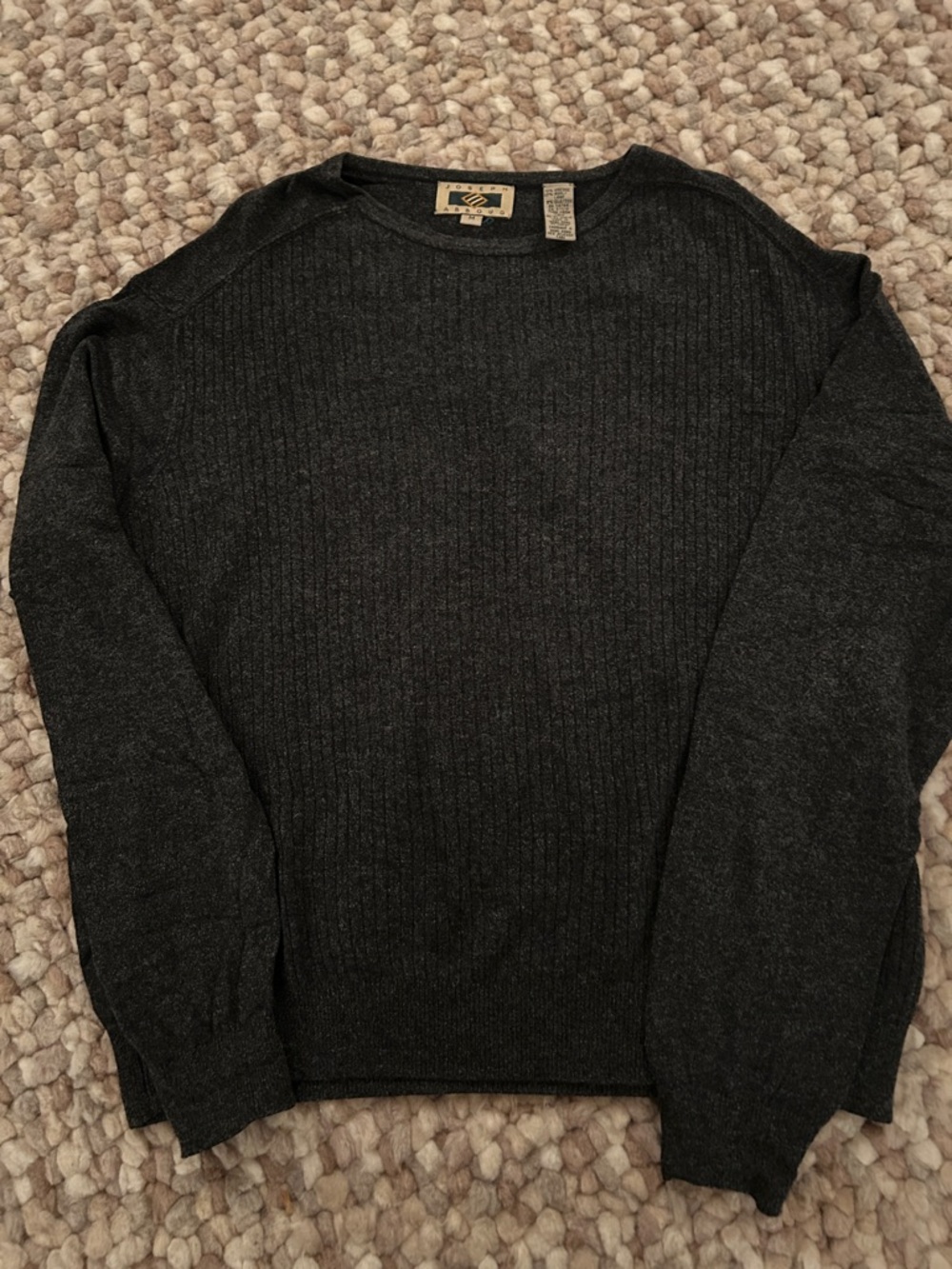 Joseph Abboud Dark Charcoal Ribbed Crewneck Sweater